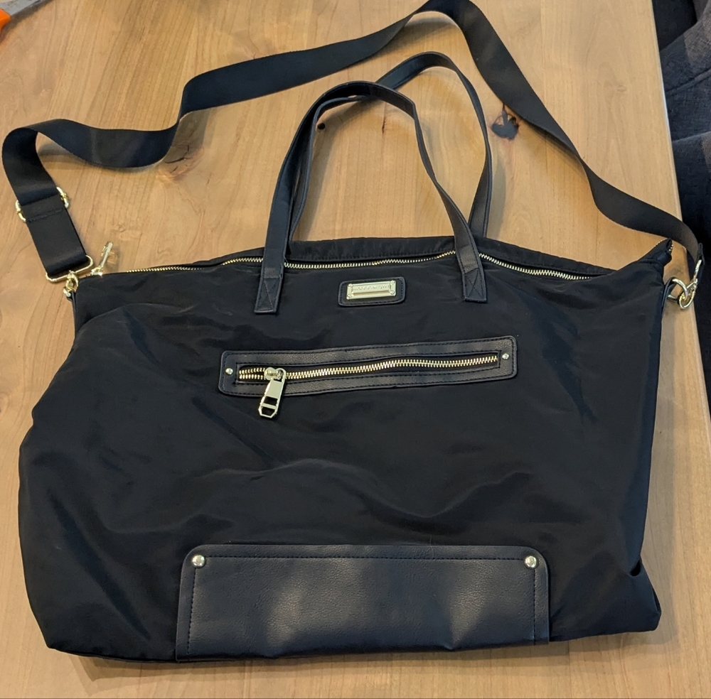 Madden Girl Black Travel Bag with Gold Accents